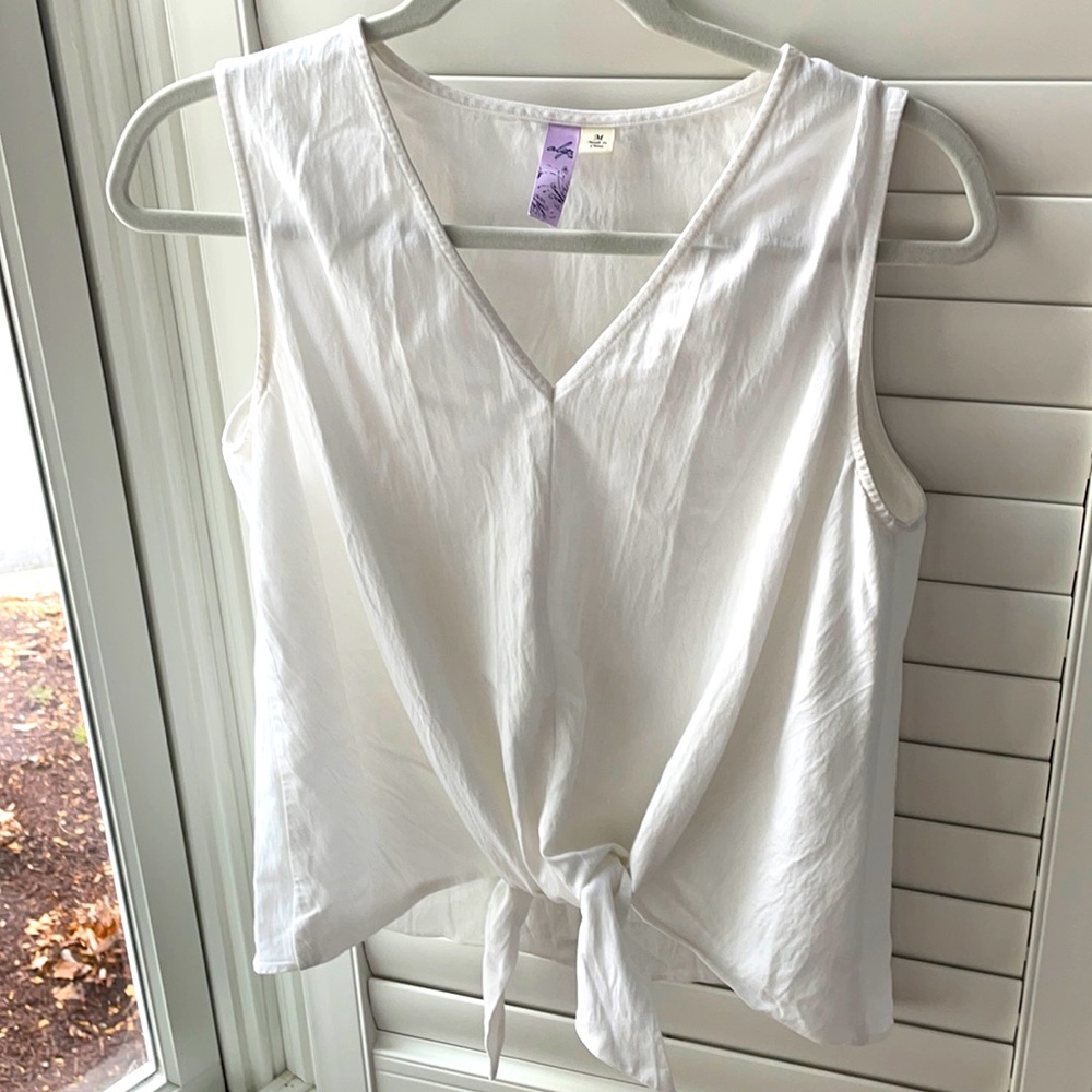 Linen White Tie Top